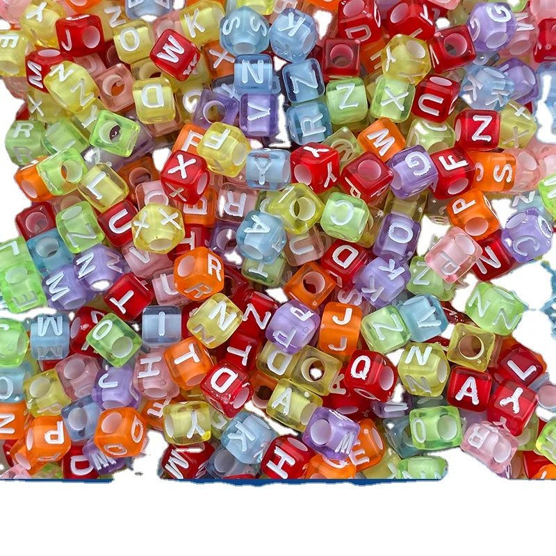 
Used for jewelry making handmade Diy bracelet necklace mixed ABC transparent letter beads square color letter beads 