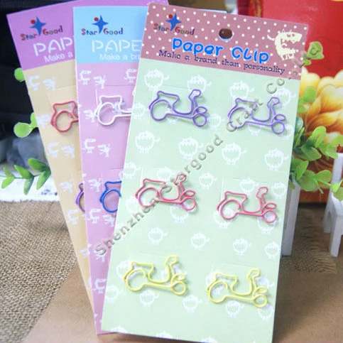 Different types of paper clips Promotion gift bicycle bike paper clip pack of 6pcs paper card package