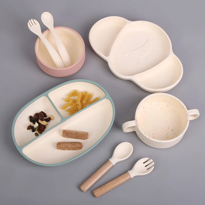 Customizable Baby Feeding Supplies Food Grade Bpa Free Custom Logo 6 Pcs Children Tableware Silicone Baby Feeding Set For Kids