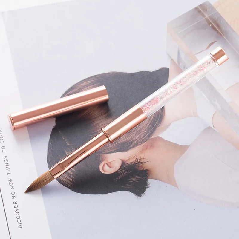 OEM LOGO 100% Pure Kolinsky Acrylic Nail Brush Colorful Metal Handle Nail Art Tools