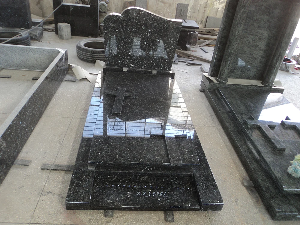 Norway Blue Pearl Granite Upright Headstone Memorial Head Stone For Grave