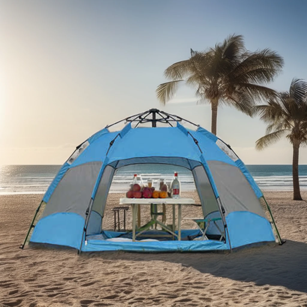 Single-Layer Automatic Pop-up Tent for 2-4 Persons Waterproof Aluminum Camping Tent for Family Travel Hiking Economically Priced