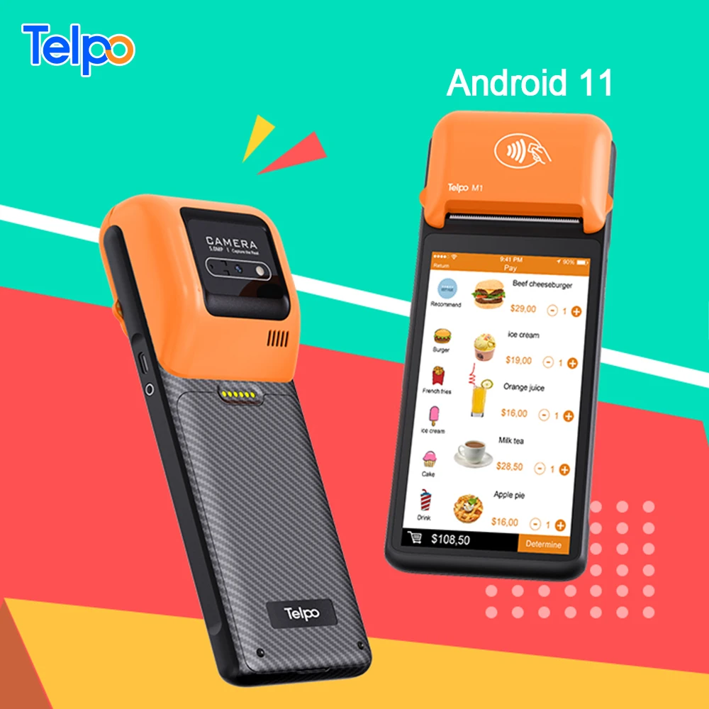 Telpo M1 All in One Handheld Mobile Device Android 12 Ticket Machine with 40mm Thermal Printer