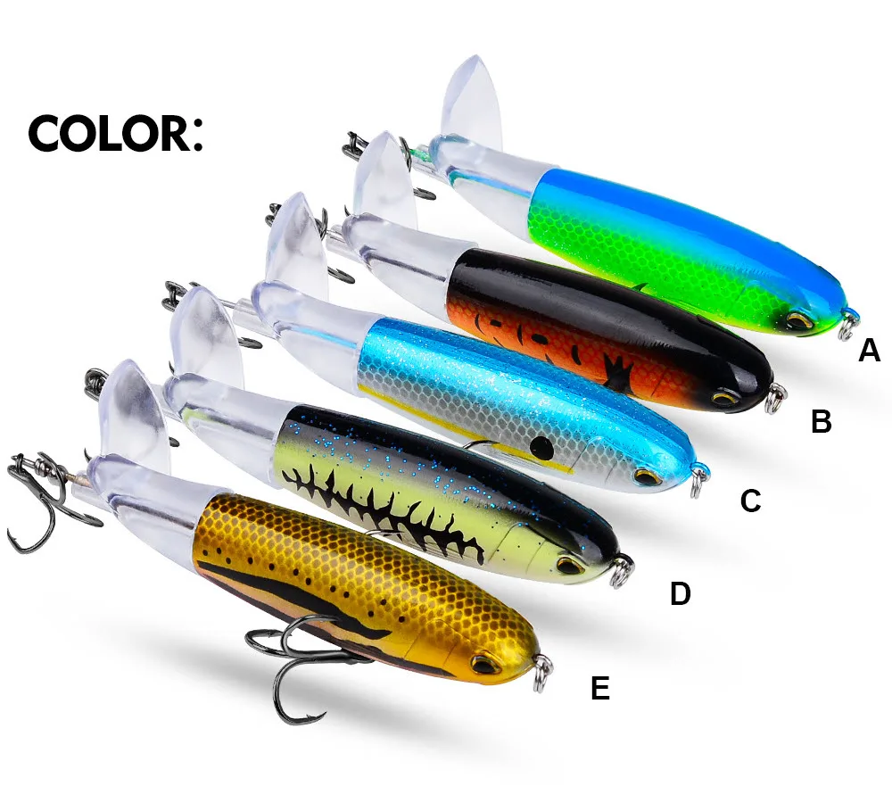 Topwater Fishing Lure Whopper Popper Artificial Bait Fishing Lure Top Water Bait With Spinning Tail