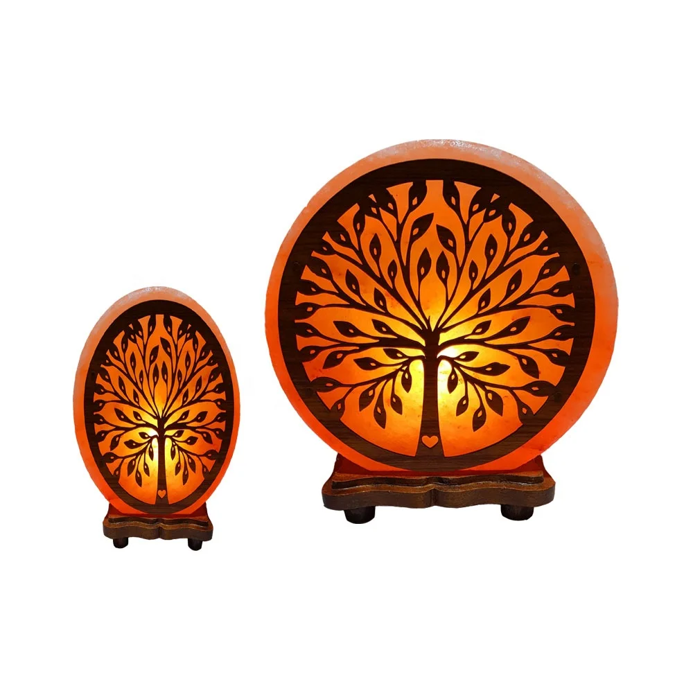 Himalayan 3D Carved Plate with Salt Lamp & Individual Packing Love Theme Feng Shui Style for Business Gifts Model SE-20377