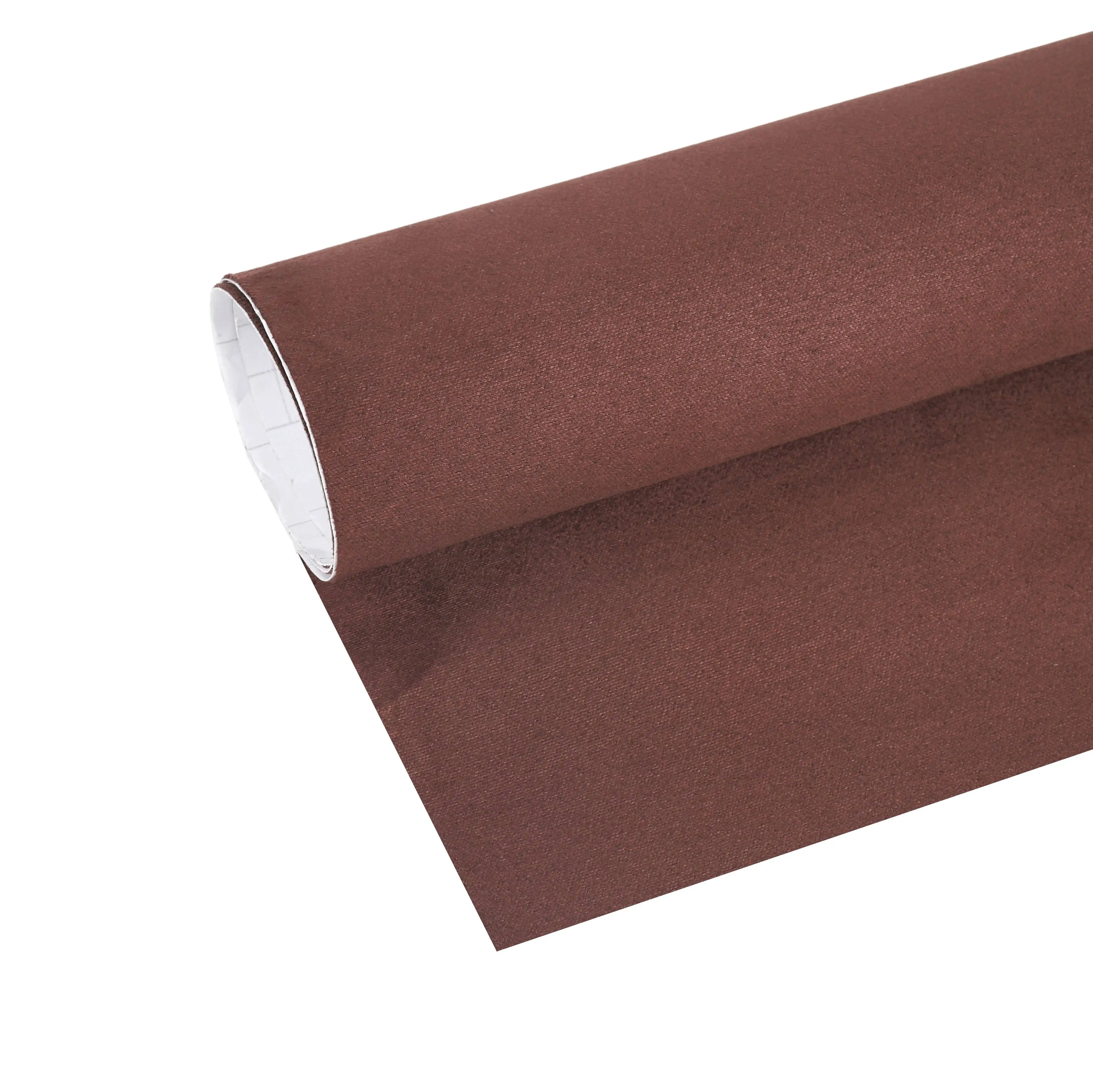 Brown Soft adhesive suede fabric wrap film PVC Alcantara 15M brown micro fabric car interior wrapping vinyl film in hot sales
