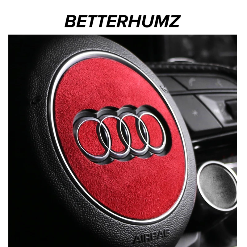 Alcantara For Audi A1 A3 8y A4 A5 A6 A7 A8 S3 S6 Q5 Q7 Q2 RS6 TT Car Steering Wheel Trim Center Emblem Logo Sticker Accessories