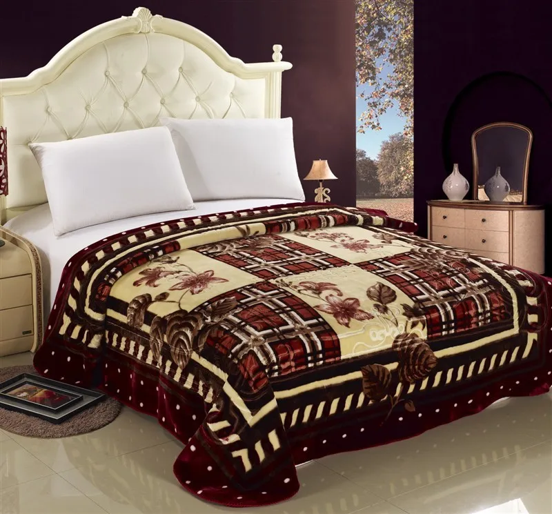 Wholesale Luxury Mink Korean Raschel  Polyester Super Soft Other throw Bed Blanket For Winter winter