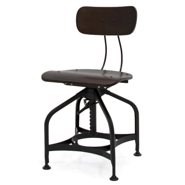 Industrial Adjustable Barstool Plywood Counter Height Bar Height Chair Bar Stool with Back Rest for Home Cafe Bar Table