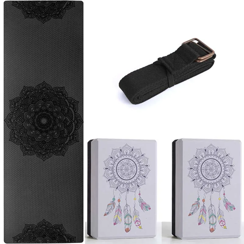 
BSCI factory premium quality custom logo yoga mat set with yoga block and yoga strap and mat sling all in a box 