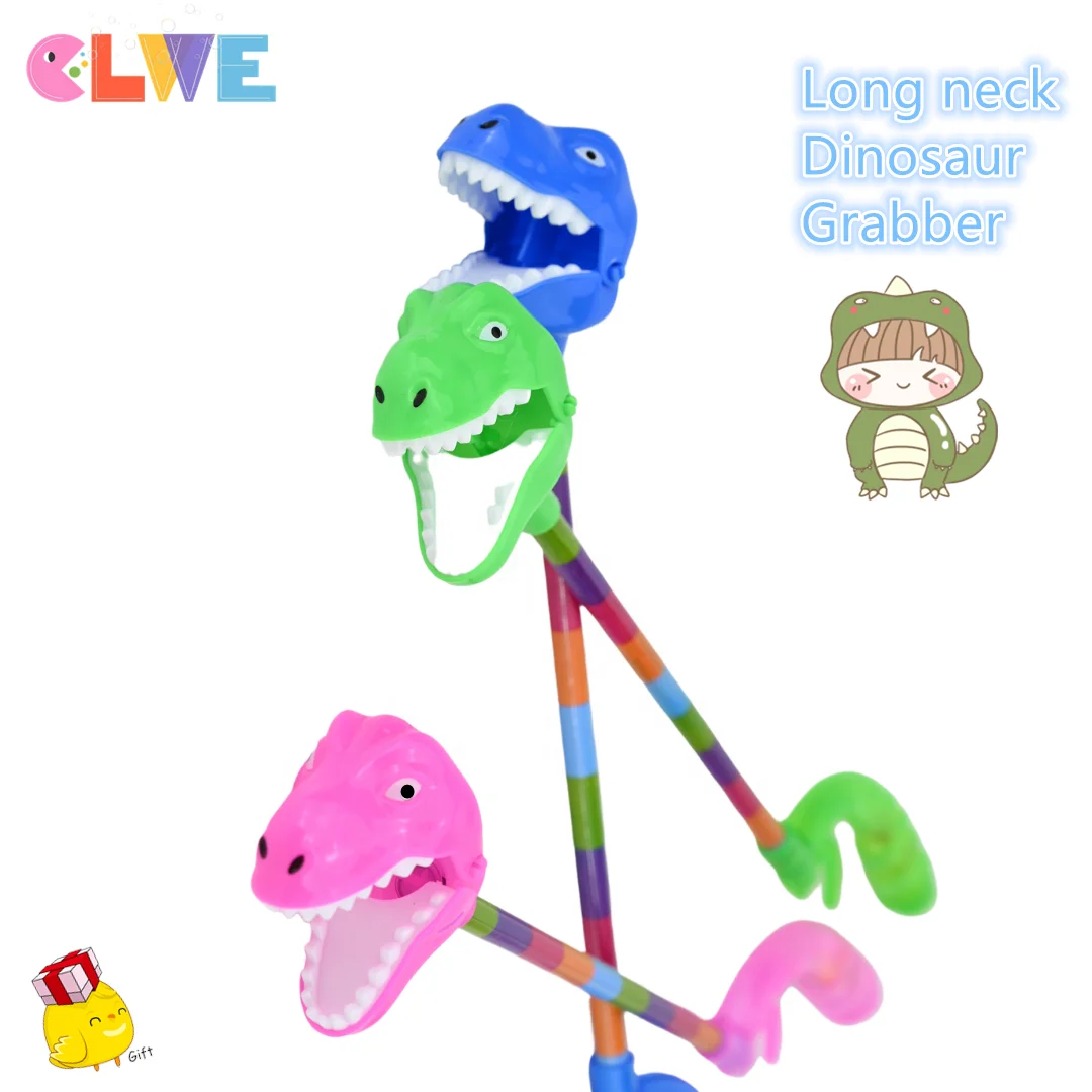 Indoor outdoor party game toy Primary true color real color animal toy  blue long neck dinosaur grabber dog claw clip candy toy