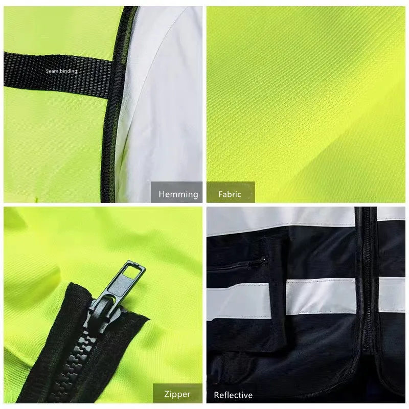 Factory Custom Security Jacket Construction High Visibility Work Reflector Clothing Signaling Safety Reflective Material Vests