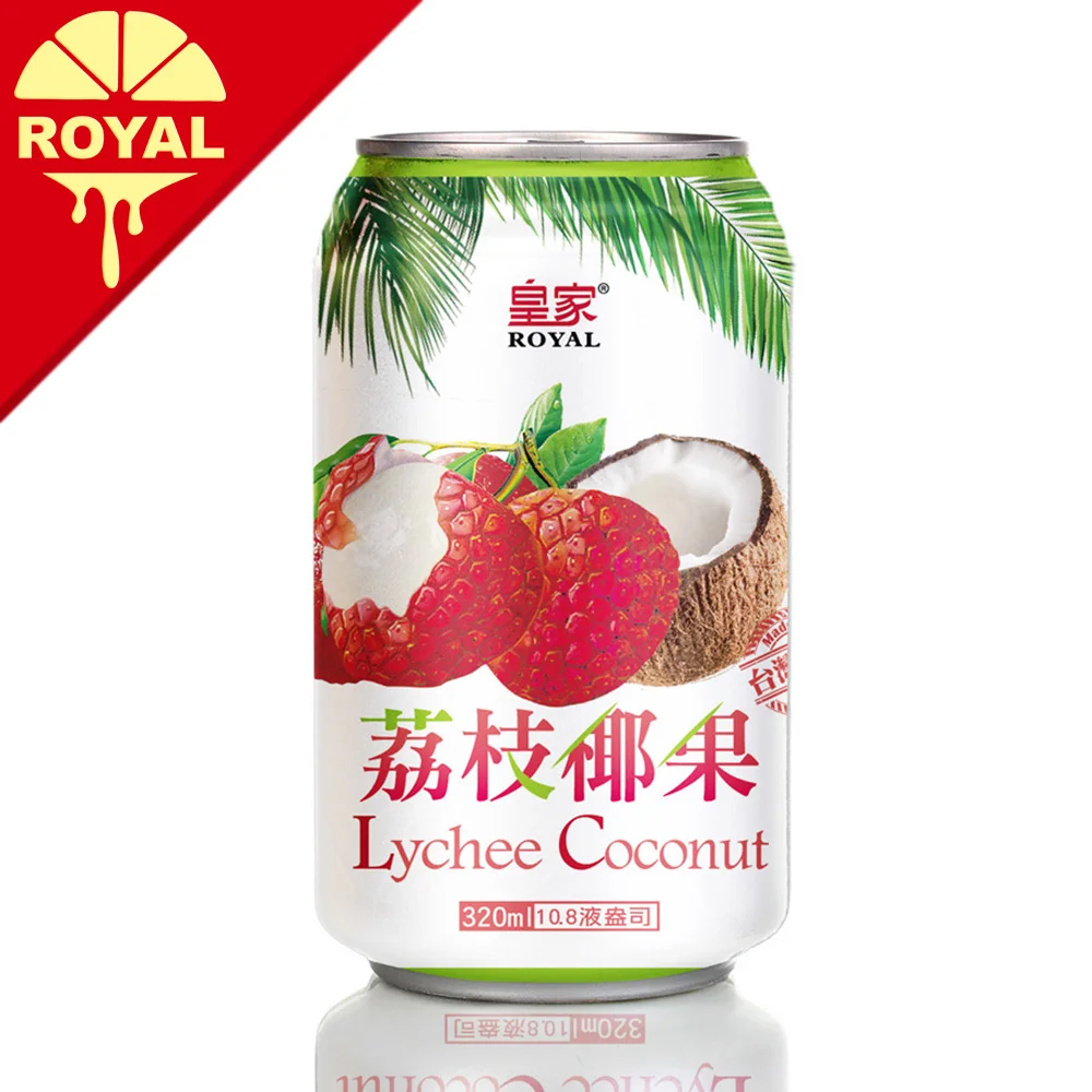 
Королевский тропический Личи Сок Кокосовая Сода напиток 320 мл банка 