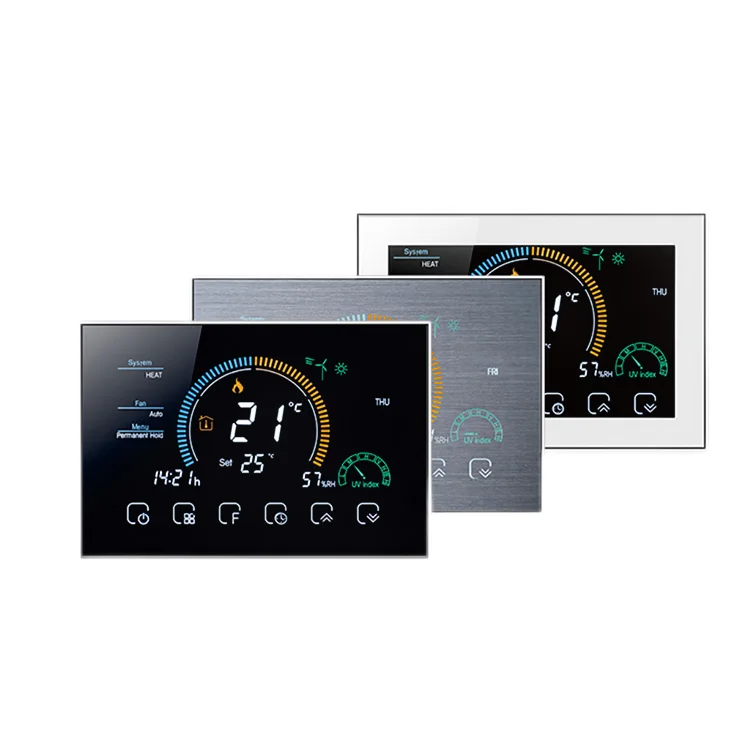 SHUWEI WIFI TUYA voice interaction 2p 4p FCU room thermostat 3 speed heating cooling for air conditioning thermostat