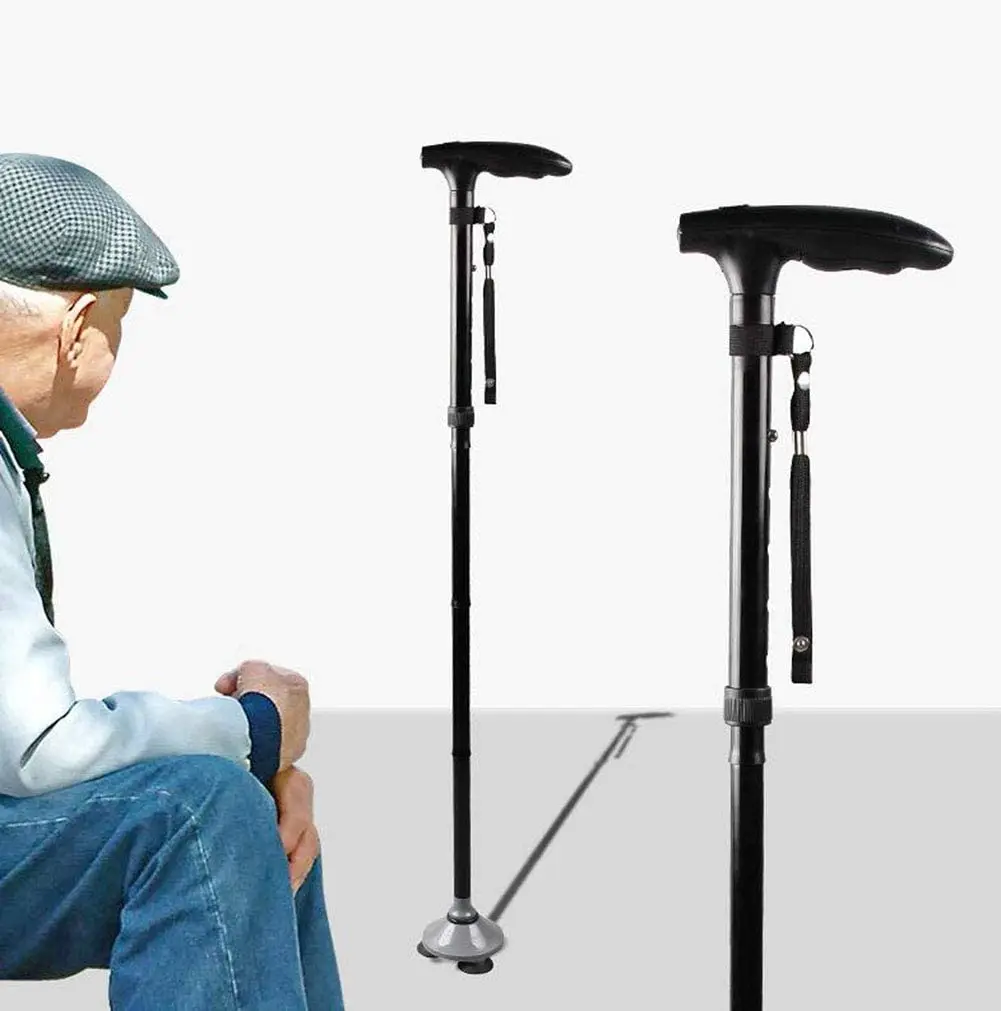 Outdoor Folding Cane Walking Stick Custom Folding Walking Cane for Elder Aluminum Hiking ABS Aluminum 6061 Color Box Clip 76