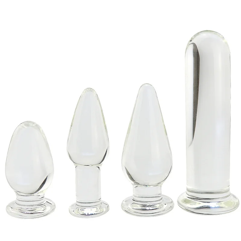
Smooth stick anal toy penis butt plug crystal clear glass large anal plug cover 
