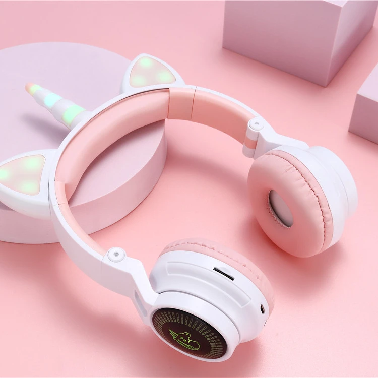 Super Funny Stereo Cartoon Kids Headset Earphones Promotional Gift Gaming Headset for Unicorn Kid Wireless Kids Headphone
