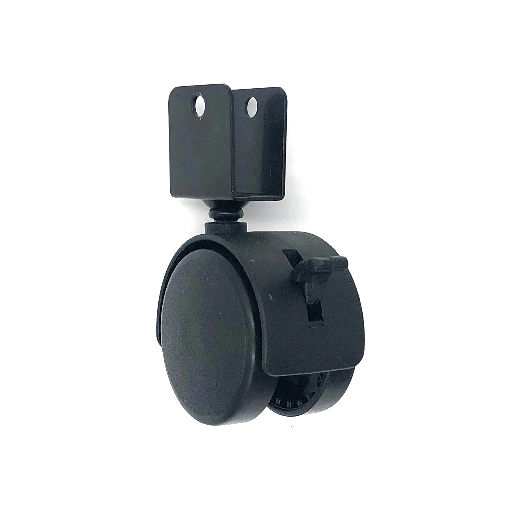 50mm Plastic Black Caster 2 Inch Twin Wheel Swivel Furniture Castor With U-Plate With Brake
