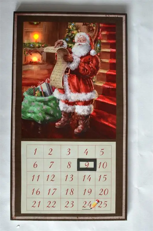 XMAS Light Up Countdown Calendar Creative Santa Claus Canvas Art Prints With LED Lights