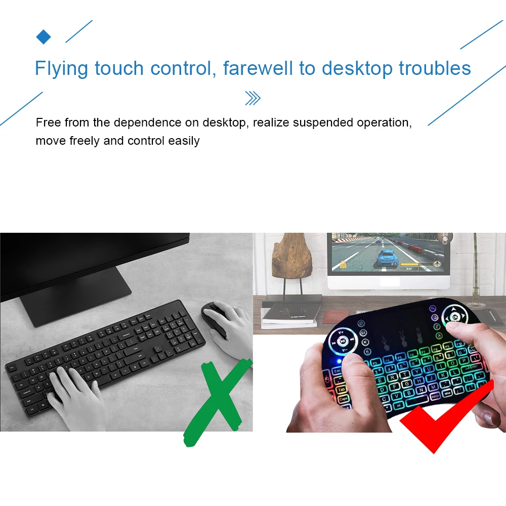 New Product for rgb backlit mechanical gaming keyboard and mouse with Touchpad Remote Control Android TV Box