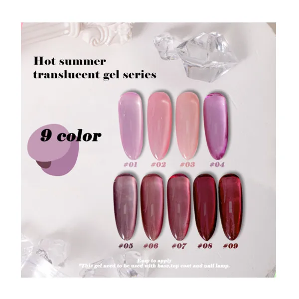 HS Summer Collection Gel Polish 9 Colors Customize Uv Led purple Ecuador Translucent Nail Gel Polish