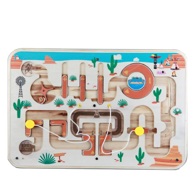Hot Deal Early Kindergarten Wood Activity Ball Maze Toy Montessori Busy Board