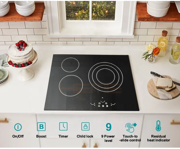 Electrical Appliances 3 Cooking Plate Glass Panel Ceramic Cooktop Stove With CE CB