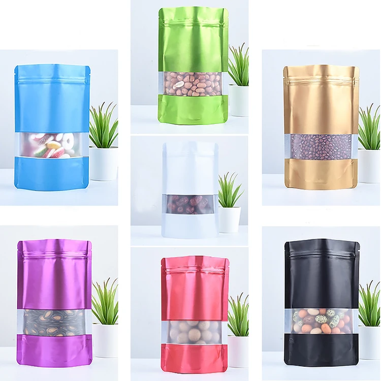 Custom Print Stand Up Doypack Pouch Aluminumh Foil Lined Food Tea Packaging Bag With Window