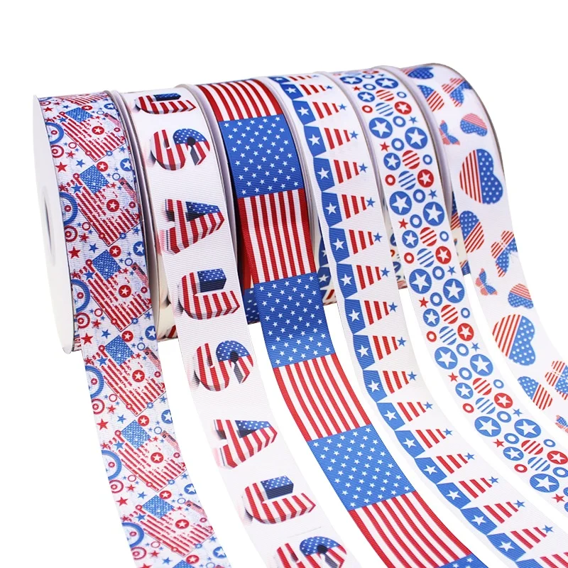2021 Hotsale American Flag 4th of July American Independence Day printed ribbon grosgrain for bow decoration