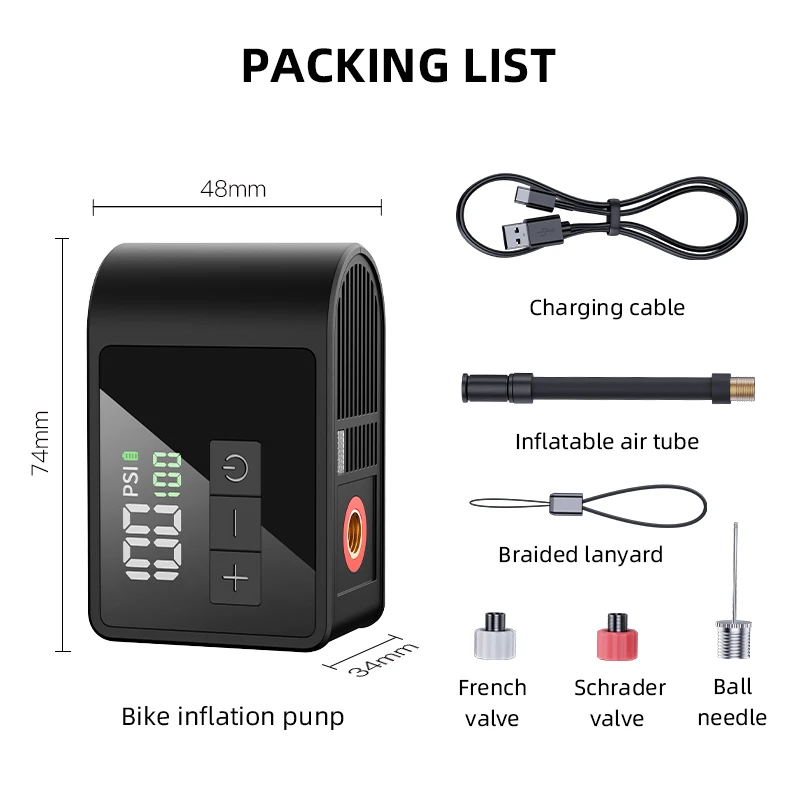 NEWO  BL03 Portable mini air pump air compressor electric bike inflator 120psi car bike tyre pump bike accessories