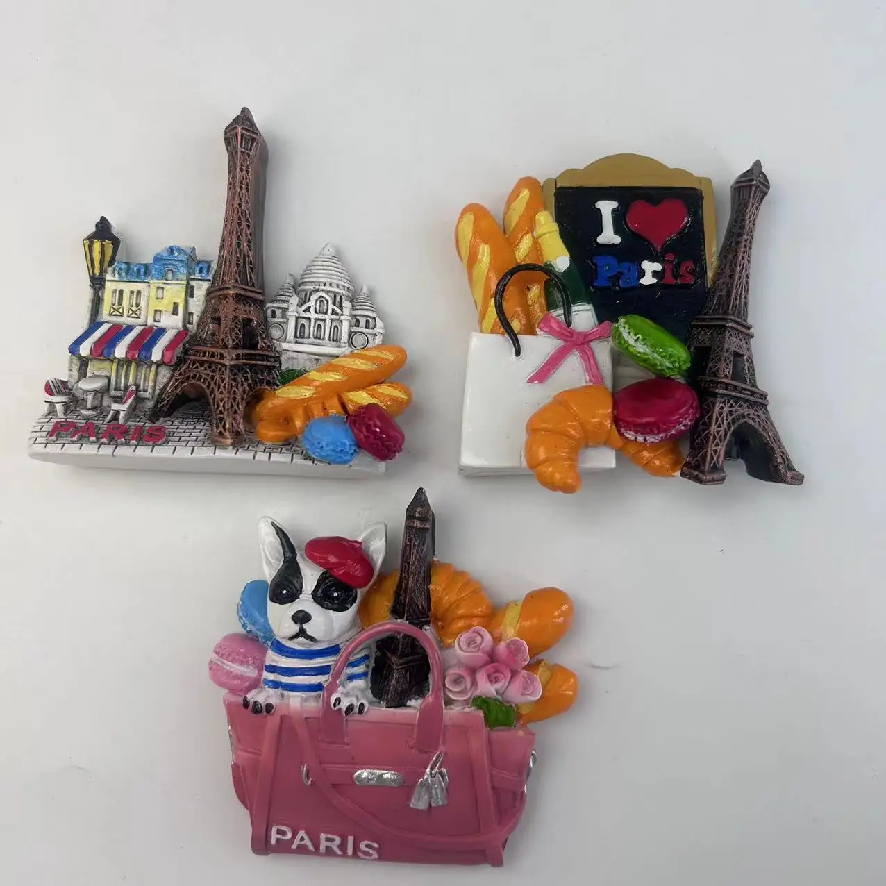 Paris unique Eiffel Tower food flower  hand painting souvenir tourist custimization resin  fridge magnet