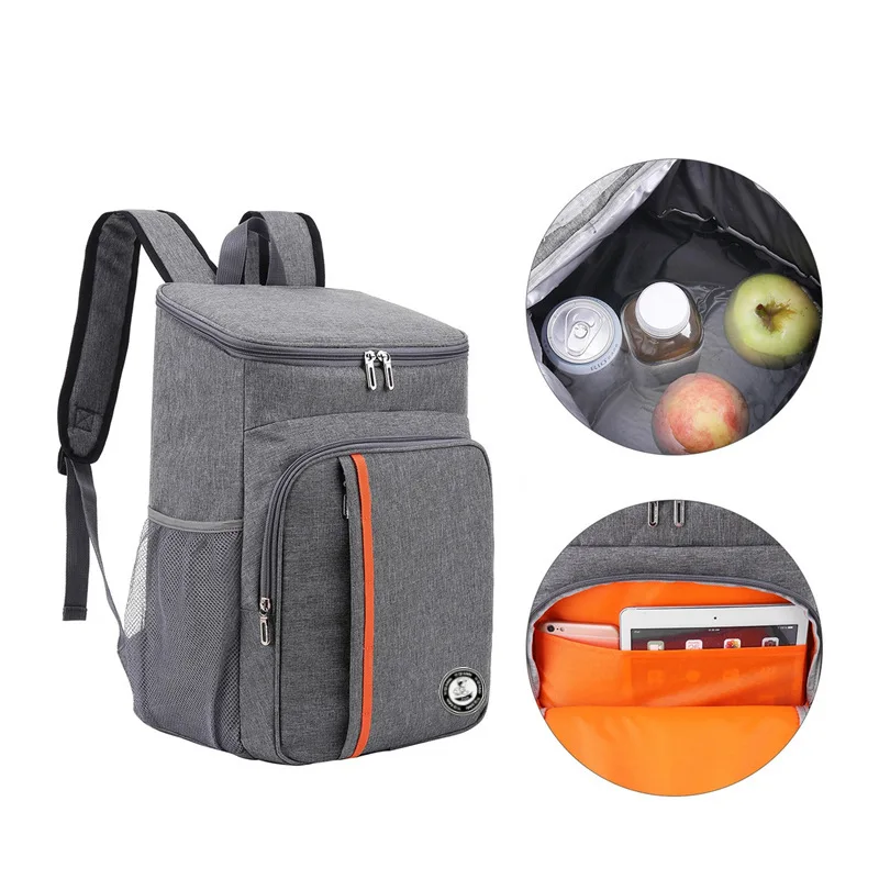 Lifestyle food picnic thermal bags insulated meal prep lunch bag can beer wine cooler backpack for adults