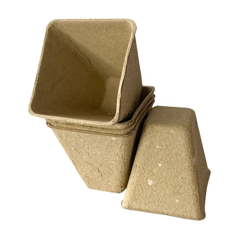 Wholesale Biodegradable Square Pulp Material Seedling Cups Peat Plant Pots for Planting Disposable Flower Pot Pulp Material Cups