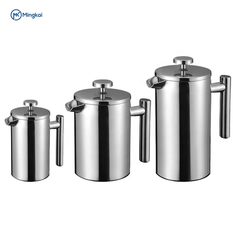 French press coffee machine double wall large capacity stainless steel teapot and coffee press filter system