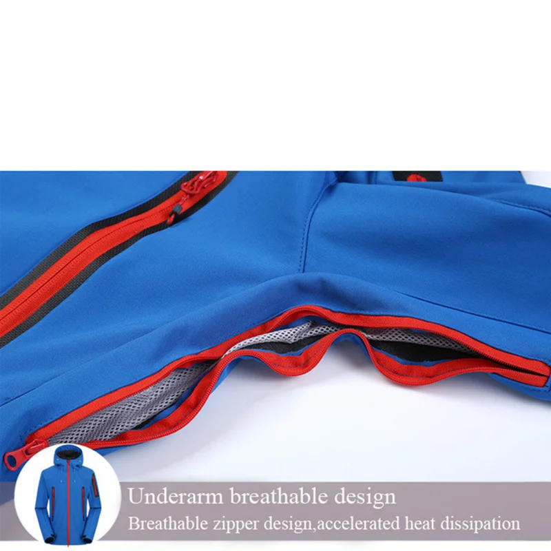 
thick Waterproof Jacket Outdoor Hiking Rain Jacket Hunting Warm Sport Windproof Fleece Windbreaker Men and women 