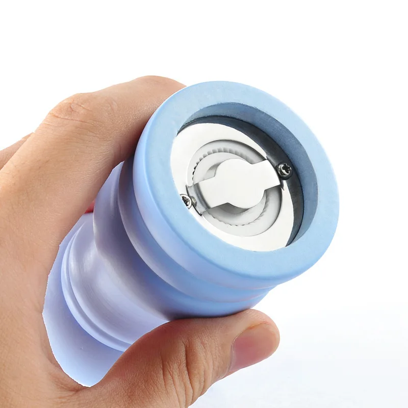 Blue pink color stainless steel ceramic manual mini cumin herb mill spice salt and pepper grinder set