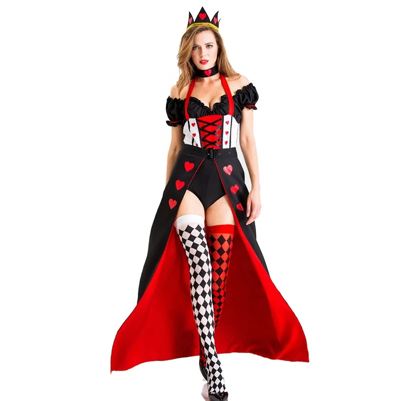 MANNI Women's Wonderland Queen of Hearts Halloween Costume Dresses Cotton Adults Cosplay Sexy Costumes Cos Play Spider