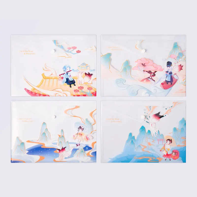 Factory Waterproof Clear Button Bag A4 A5 PP Snap Button Document Envelope Bag File Folder Bag