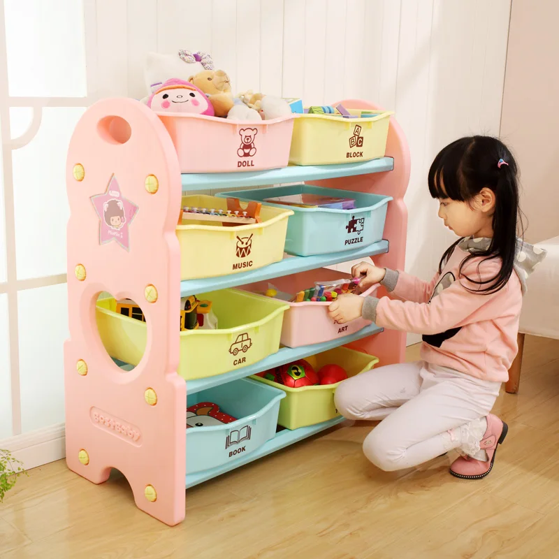 Movable Baby Corner Cupboard Rack Drawer Toys Storage Children Cabinets Kids Toys Cabinet Custom Plastic PE School Wood Ningbo