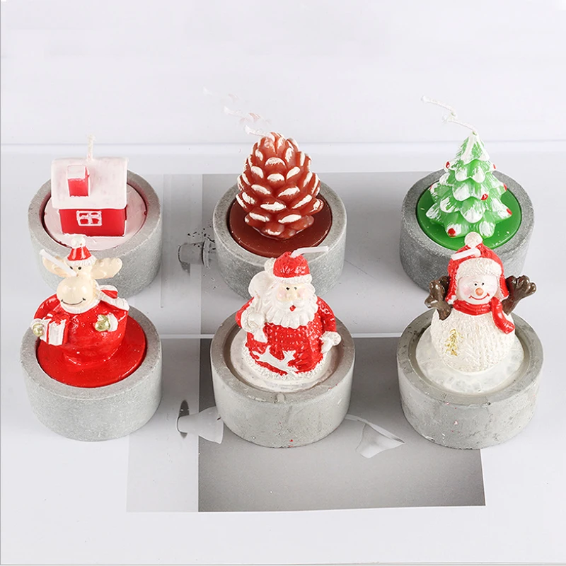 Christmas crafts decorate natural scented candle tin, Luxury aluminum metal and cement candle tin with gift boxes