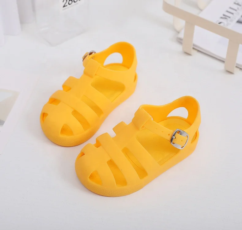 Wholesale Kids Flat Sandal Summer PVC Colorful Baby Jelly Sandals Children Candy Summer Shoes