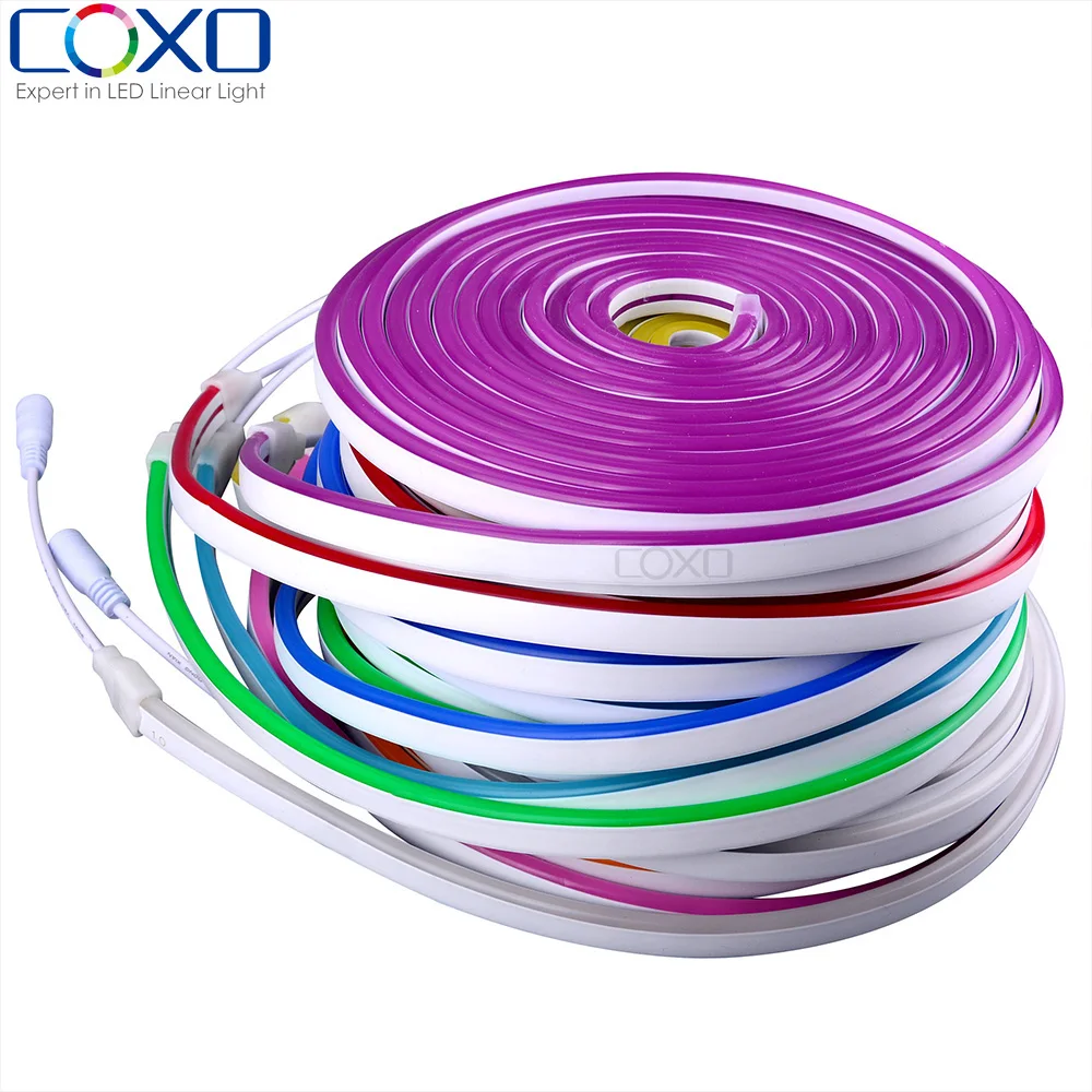 COXO ce rohs neon lamp led light 6500k ip65 Green Pink Yellow custom flex 12v neon light