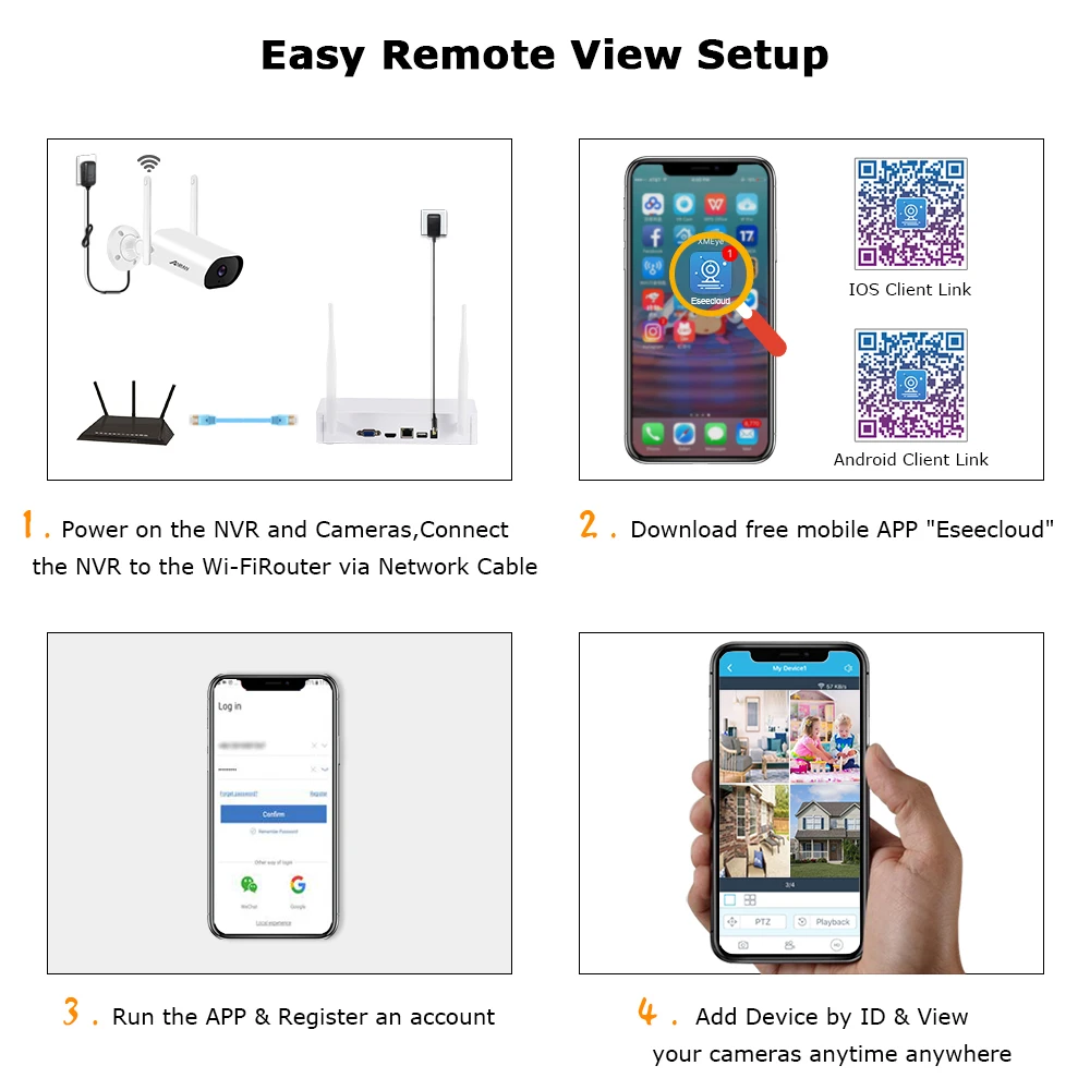 Anran 4K 5MP wireless security camera system waterproof Bullet IP CCTV Camera 4CH Wifi NVR Kit