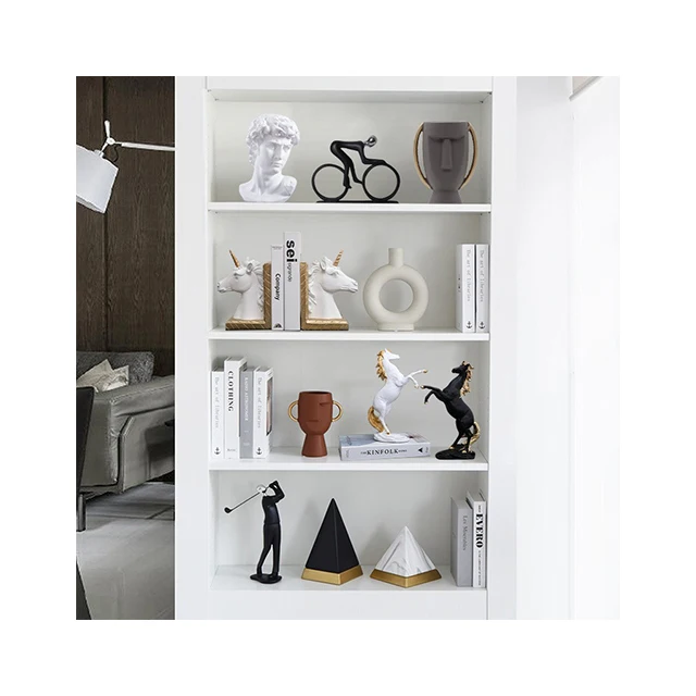 Modern Abstract Figures Animals and Plants Ceramic Resin Metal Ornaments for Nordic Home Bookcase Cabinet Decoration Ornaments