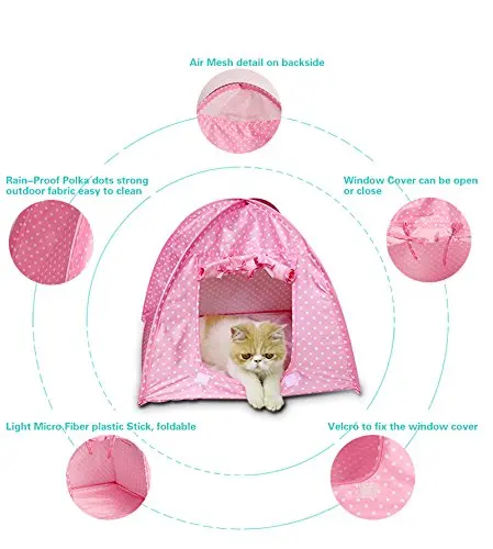 Pet House Tent for Small Size Dogs and Cats Green/Pink/Yellow Colors-furniture toys