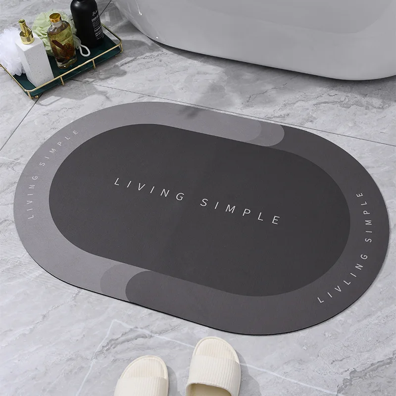 Soft Large Comfy Absorbing Non Anti Slip Quick Drying Bathtub Toilet Pvc Jacquard Diatomite Bath Mat Bathroom Mat Shower Mat Set