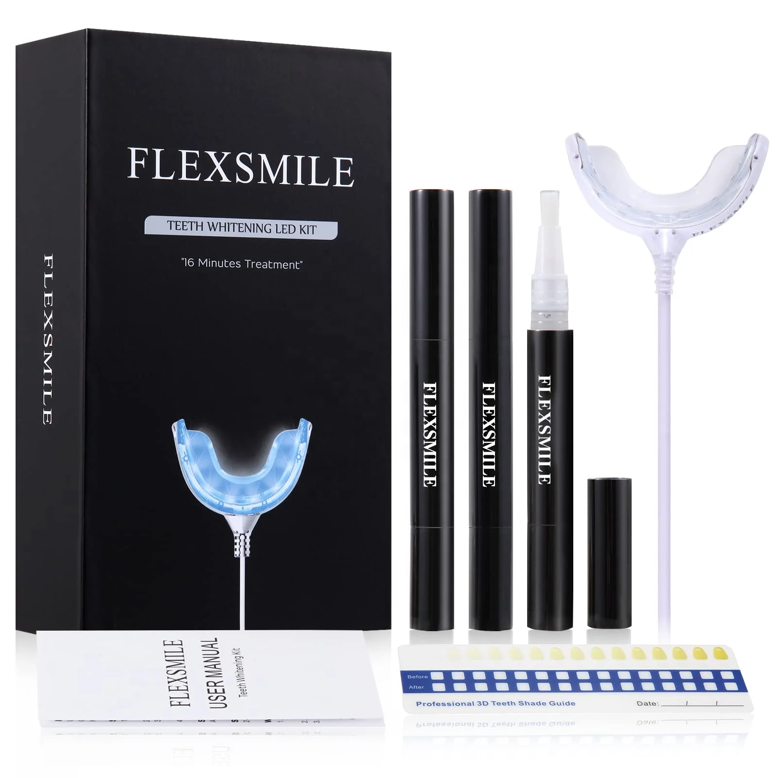 Home Use Tooth Whitening Kit with 16X Blue LED Professional Light  3 Pcs Teeth Whitening Gel Pens 35%Carbamide Peroxide