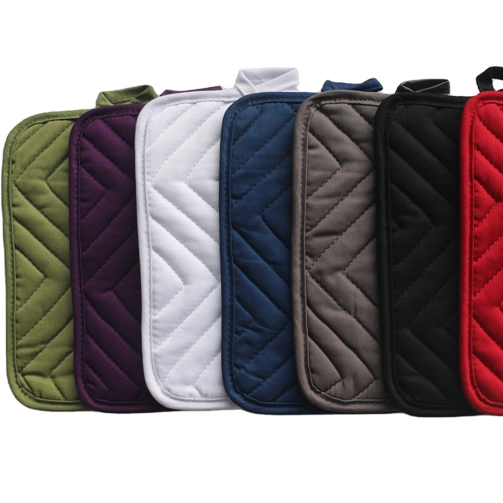 100% Cotton Durable Heat Resistant Potholder Oven Mitts of Multiple Colors for Cooking Baking Grilling Barbecue