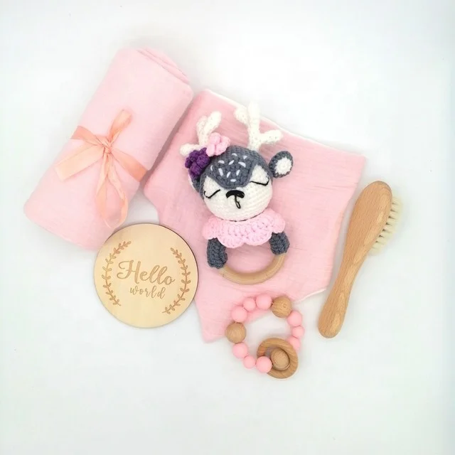 Cute Animal Crochet Toy Pram Stroller Toy Carriers Holder Knitted Dolls Baby Gift