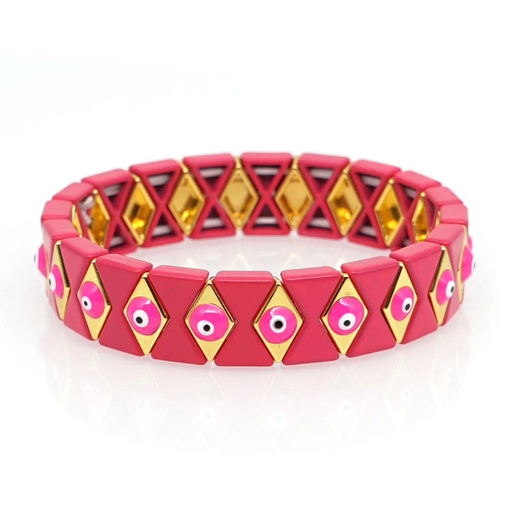 High End Alloy Enamel Tile Rainbow Bracelets Turkish Evil Eye Pulseras Mujer Moda 2020 Summer Beach Fashion Jewelry